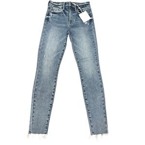 Pistola Aline High‎ Rise Skinny Jeans Frayed Hem Distressed Denim NWT